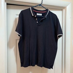 Denim & Flower Dark Small Polka Dot Dark Blue Polo with White Trim